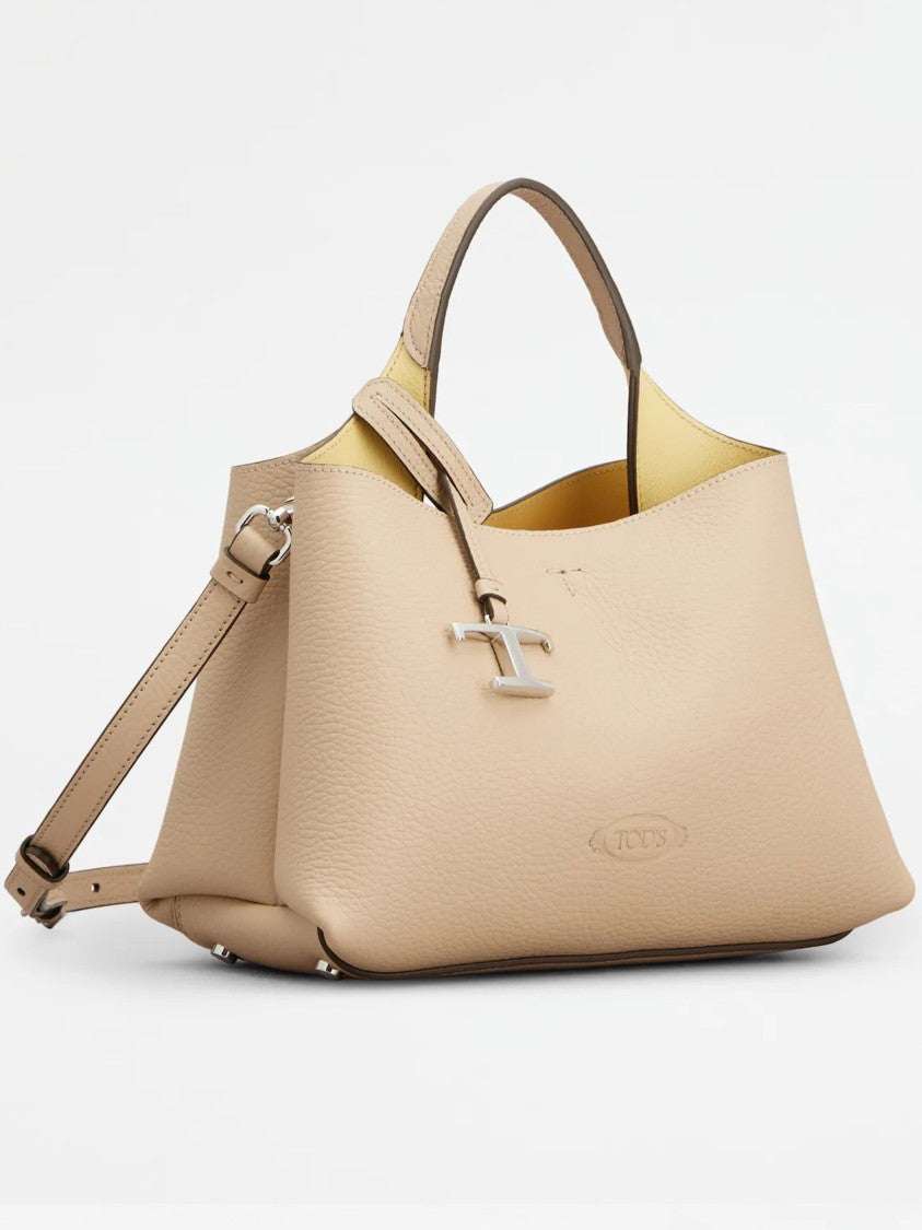 Tod's Neutral Textured Leather Handbag