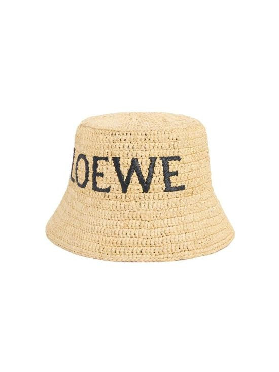 Loewe Braided Raffia Bucket Hat With Graphic Embroidery