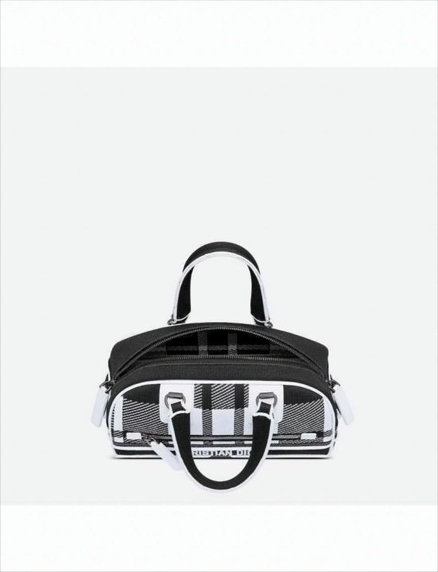 Christian Dior Checkered Tote Bag With Adjustable Strap And Logo Detail