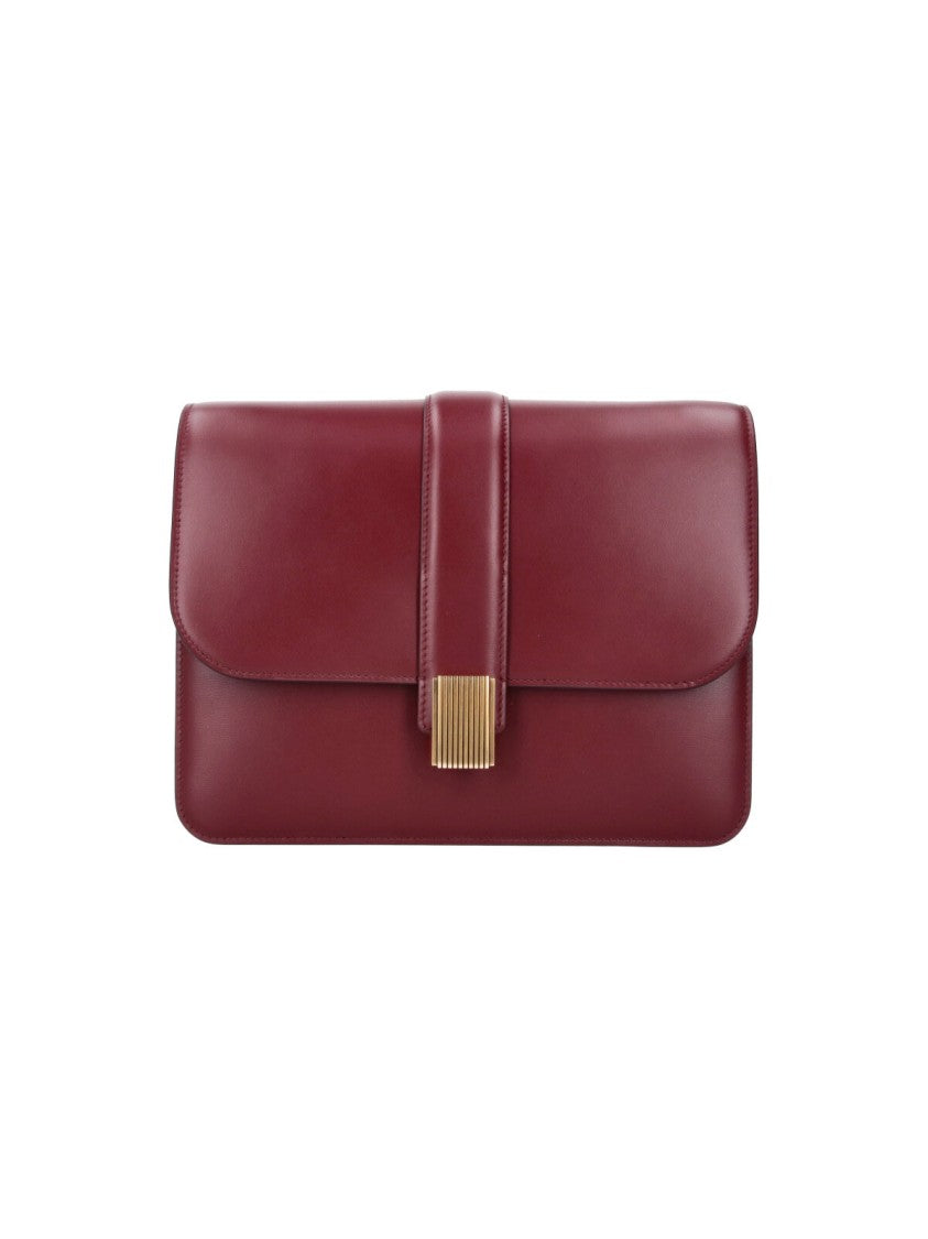 Khaite Burgundy Blake Gold-Closure Leather Shoulder Bag