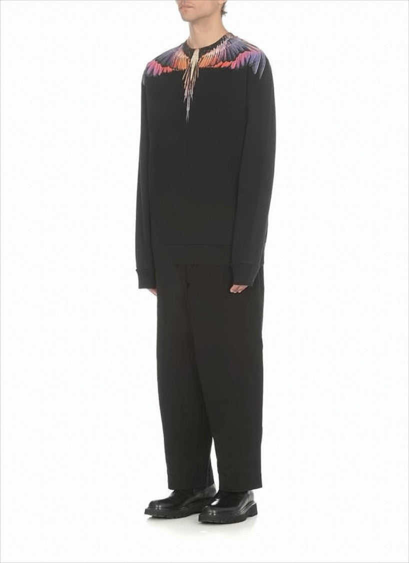 Marcelo Burlon Black Sweatshirt With Colorful Bird Wing Print