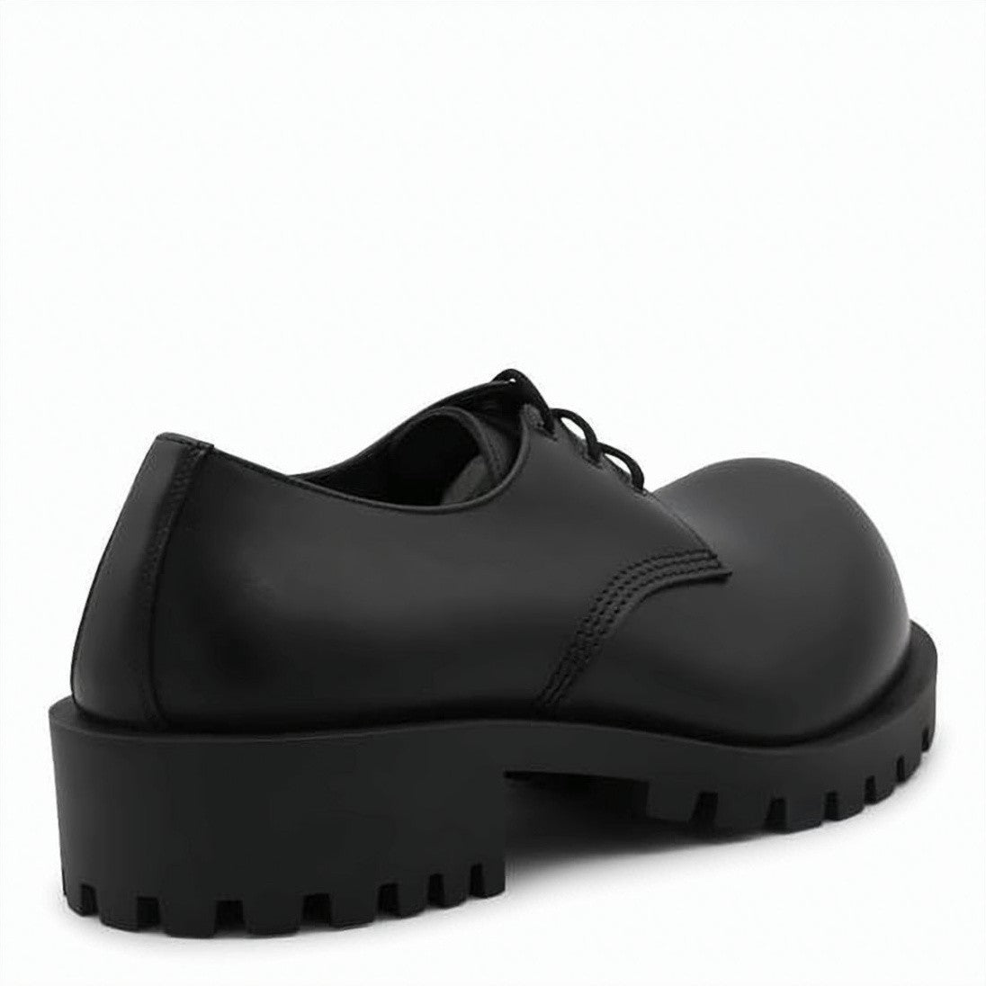 Balenciaga Chunky Black Calf Leather Dress Shoes With Rugged Sole