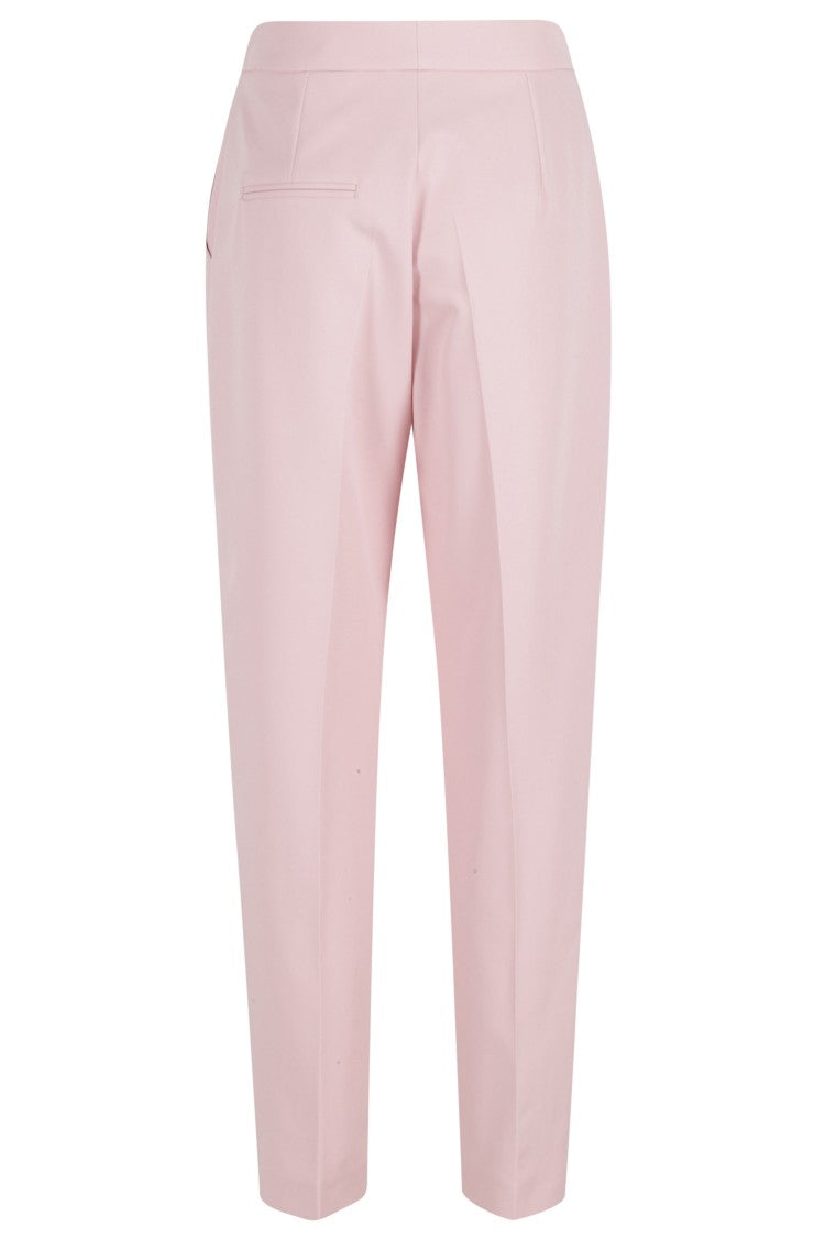Nissa Pink Cigarette Side Welt Pockets Polyester Straight-Leg Trousers
