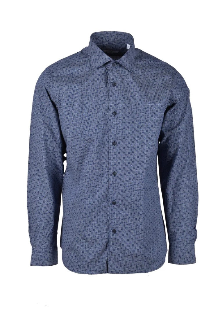 Brio Blue Patterned Tailored Cotton Shirt