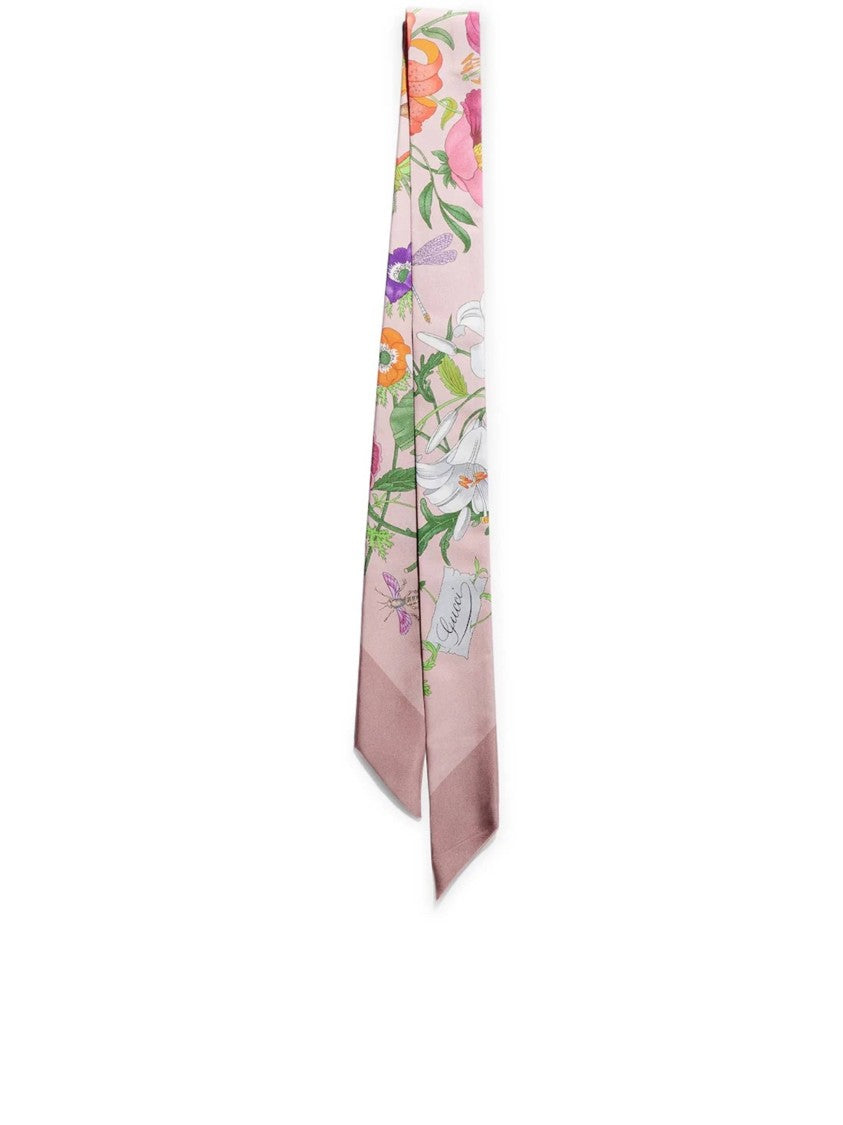 Gucci Pink Flora Twill Scarf