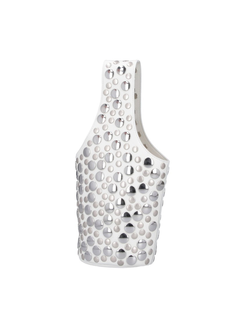 Khaite White Livia Small Studs Leather Tote