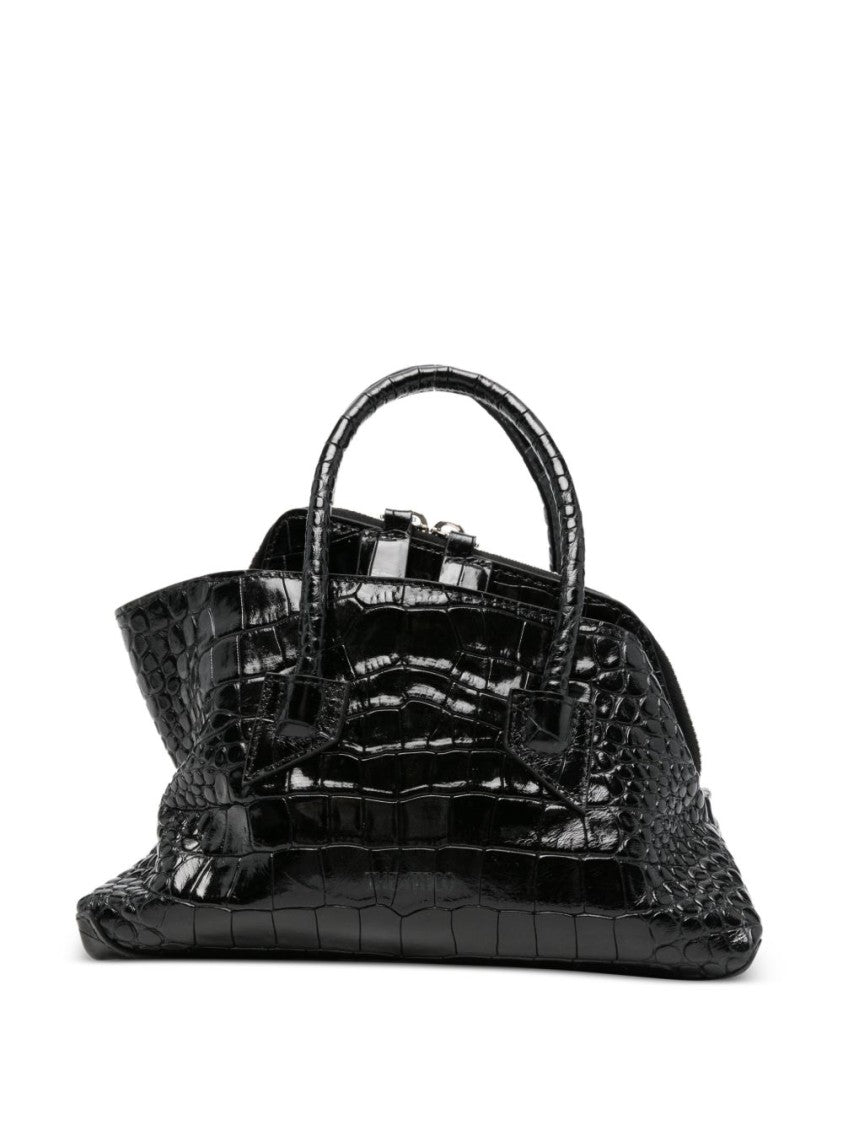 The Attico La Passeggiata Black Crocodile-Printed Mini Top Handle Bag
