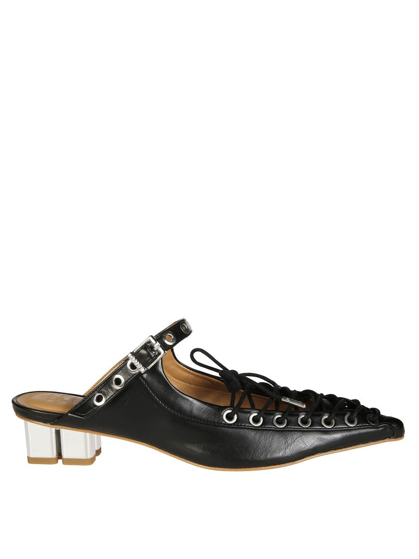 Ganni Pointed Toe Ballerina Shoe With Lace-Up Detailing