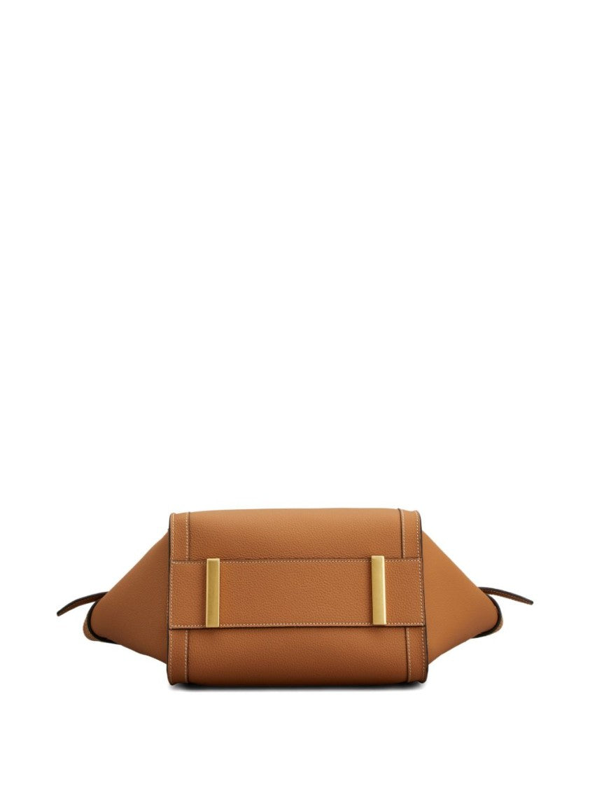 Tod's Brown Pebble Grain Buckle Strap Bag