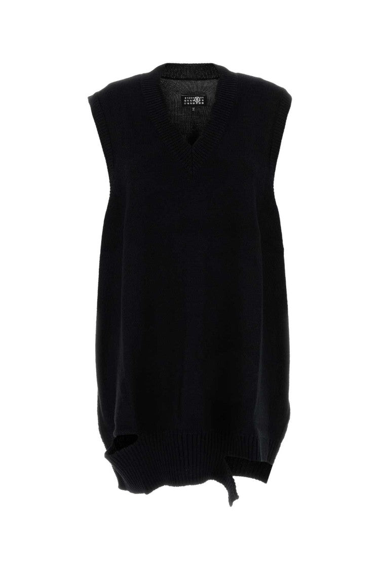 Mm6 By Maison Margiela Black Wool And Acrylic Mini Dress