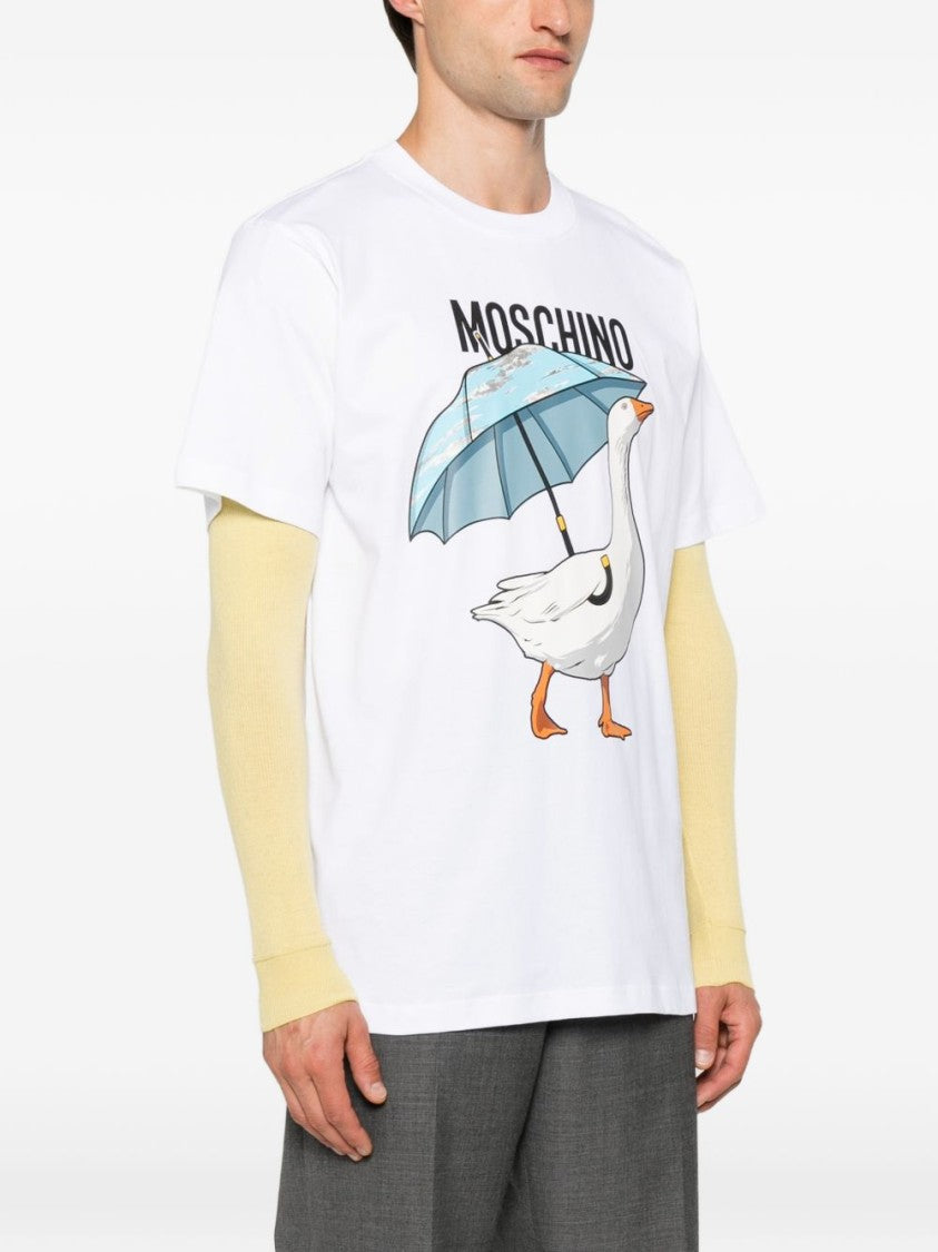 Moschino Relaxed Fit Short-Sleeve T-Shirt With Graphic Goose Print