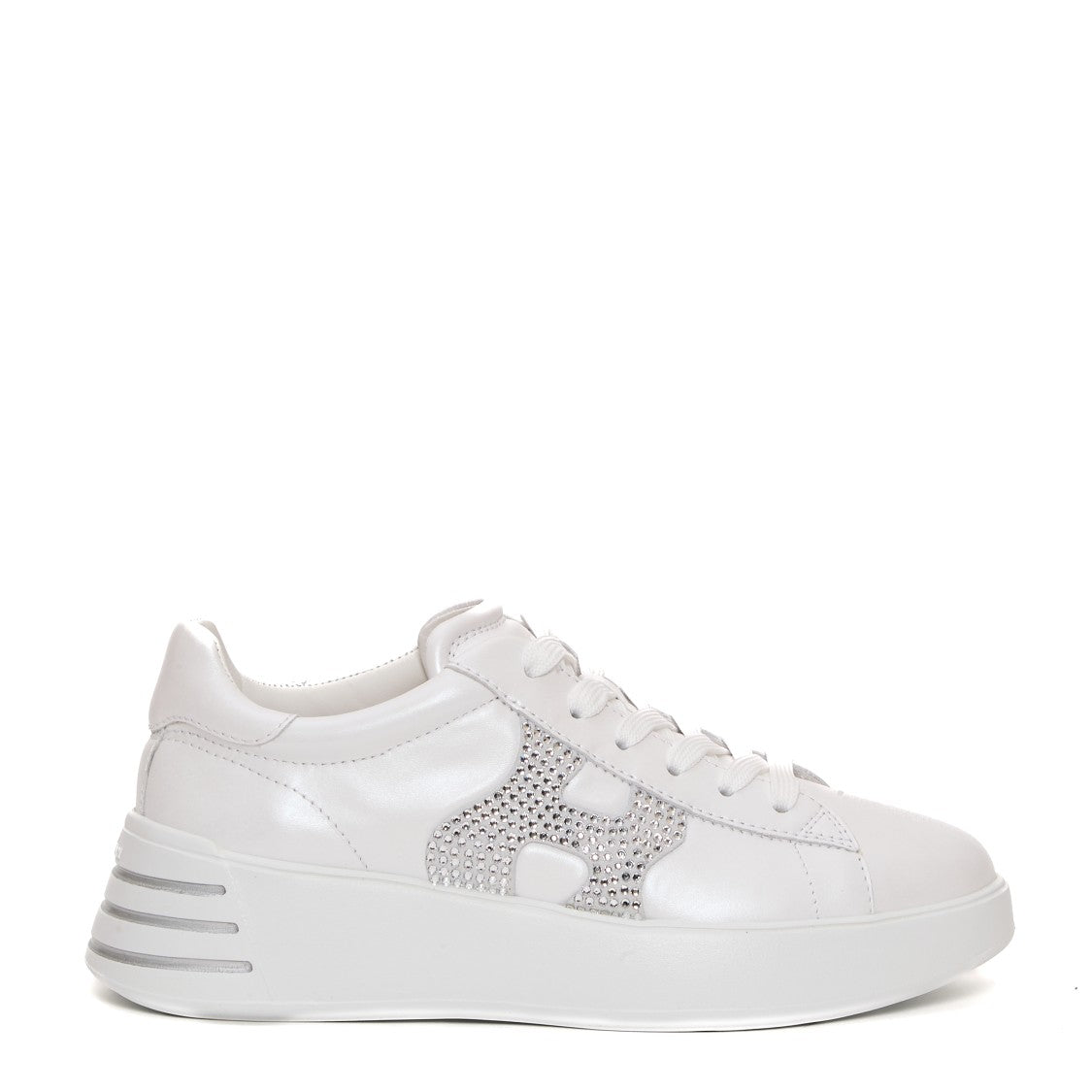Hogan Rebel White Leather And Rhinestones Sneakers