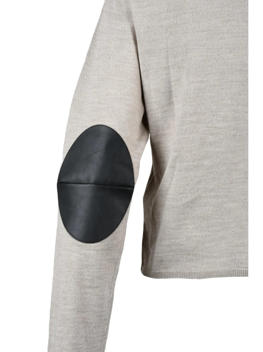 Mm6 By Maison Margiela Short Cyclist Sweater With Leather Patches And Turtleneck