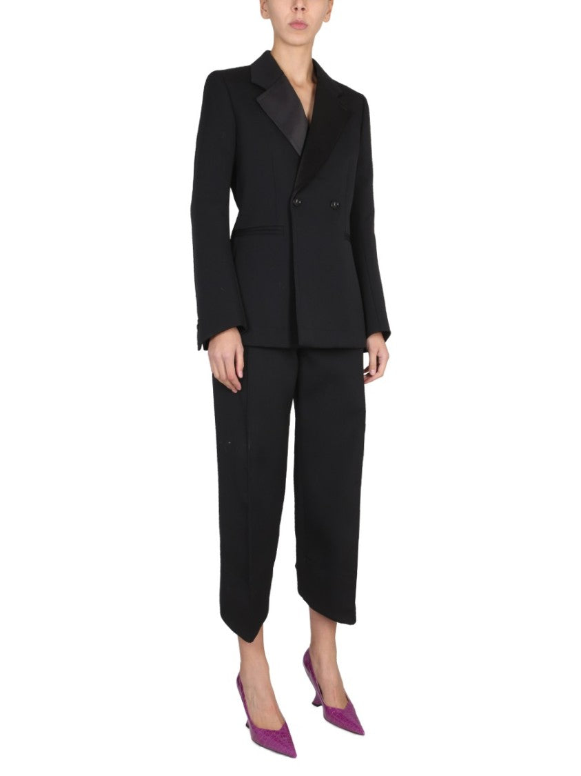 Bottega Veneta Wool Jacket With Satin Chintz Lapels
