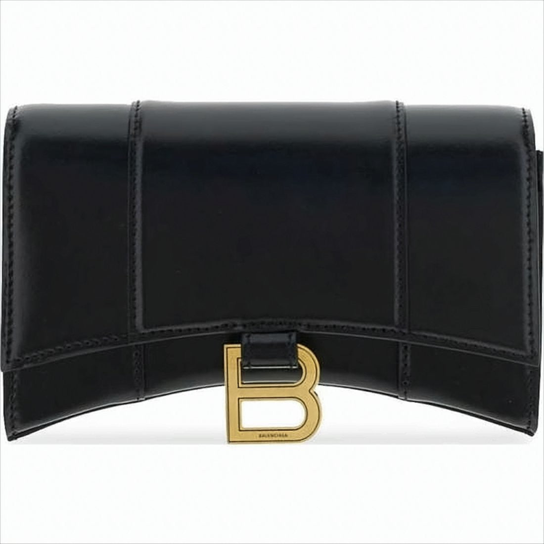 Balenciaga Structured Black Leather Crossbody Bag With Gold Clasp