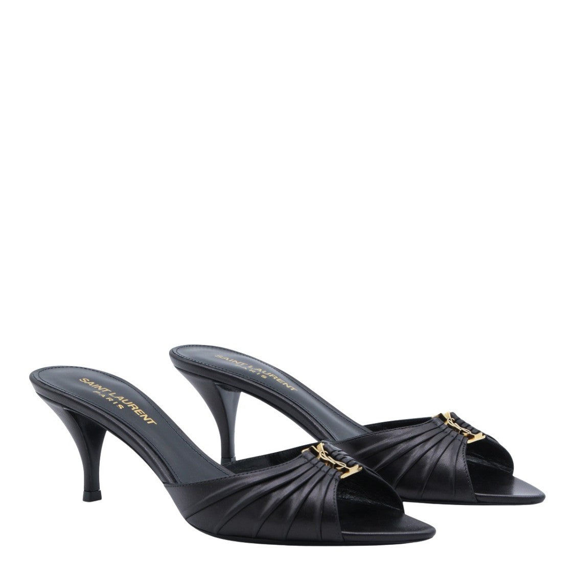 Saint Laurent Open-Toe Gathered Leather Sandals