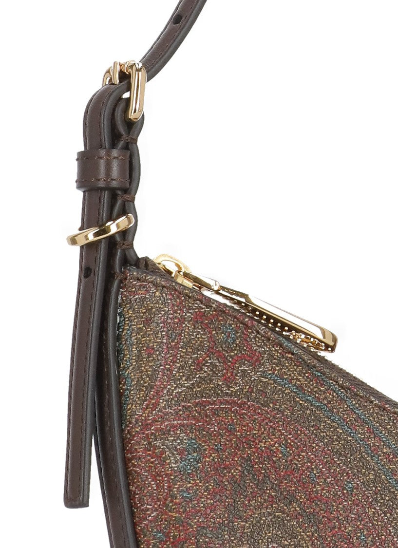 Etro Crescent-Shaped Brown Paisley Jacquard Handbag