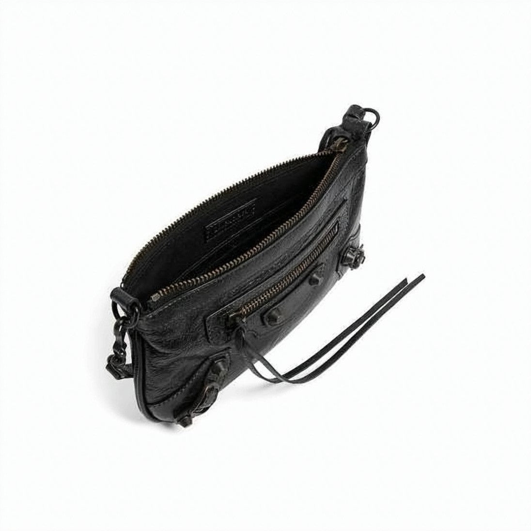 Balenciaga Rectangular Lambskin Leather Pouch With Decorative Studs
