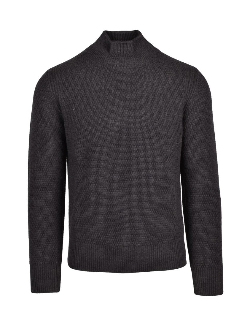 Kangra Mock Neck Knit Sweater With Textured Pattern