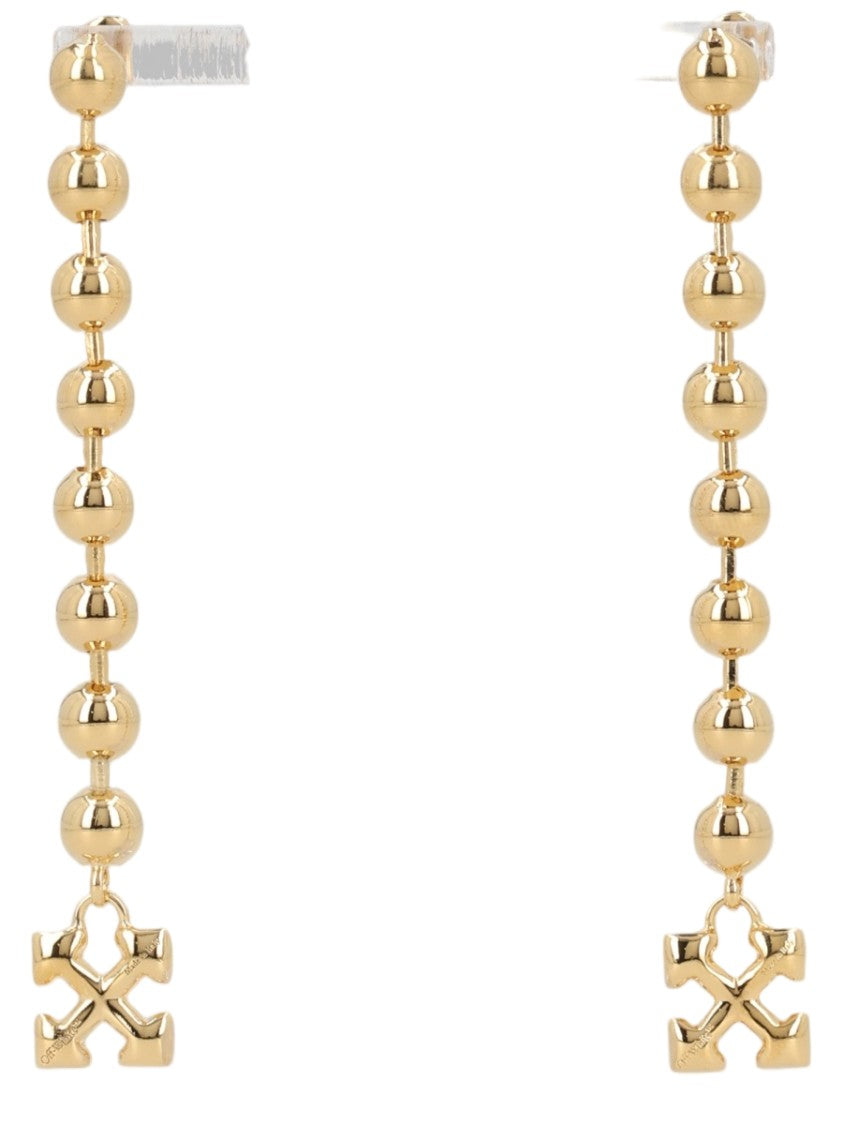 Off-White Gold Cross Charm Brass Earrings