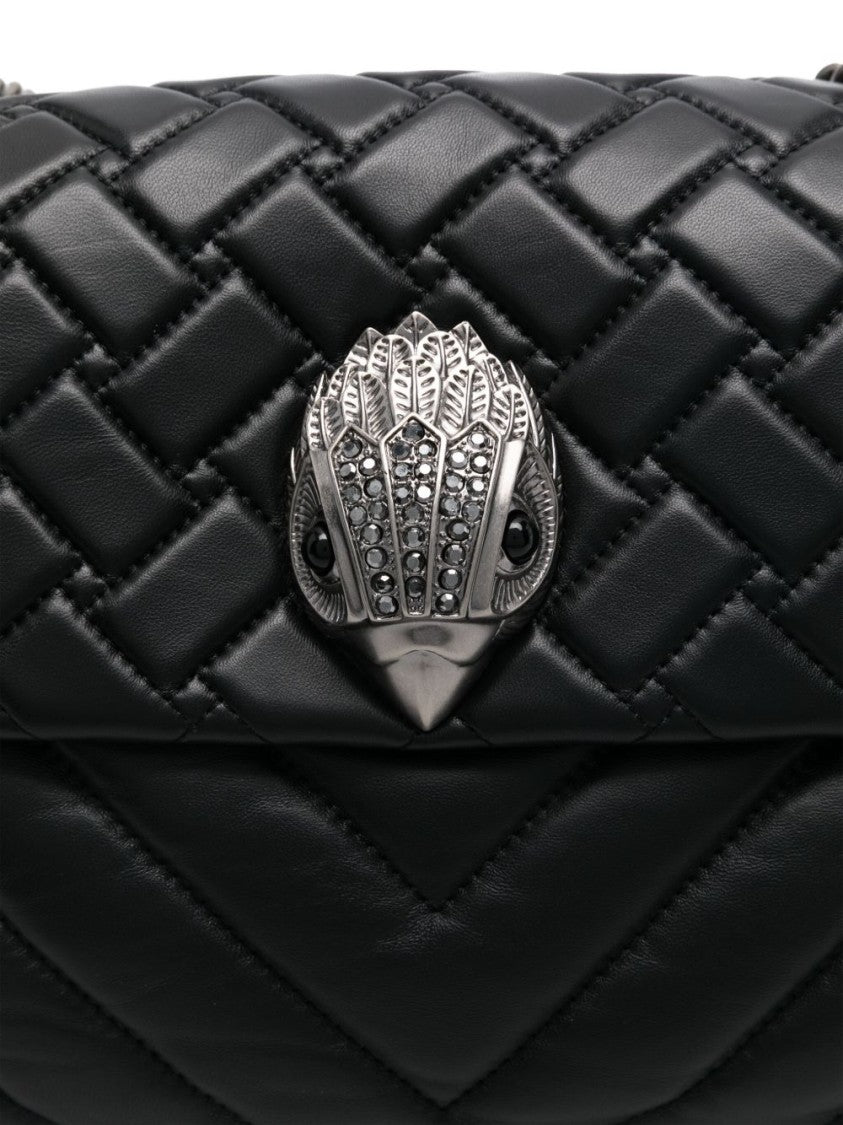 Kurt Geiger Chevron Quilted Leather Shoulder Bag With Silver-Tone Accents