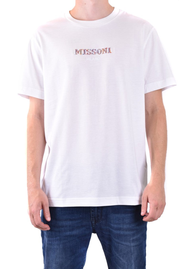 Missoni White Cotton Logo Embroidered T-Shirt