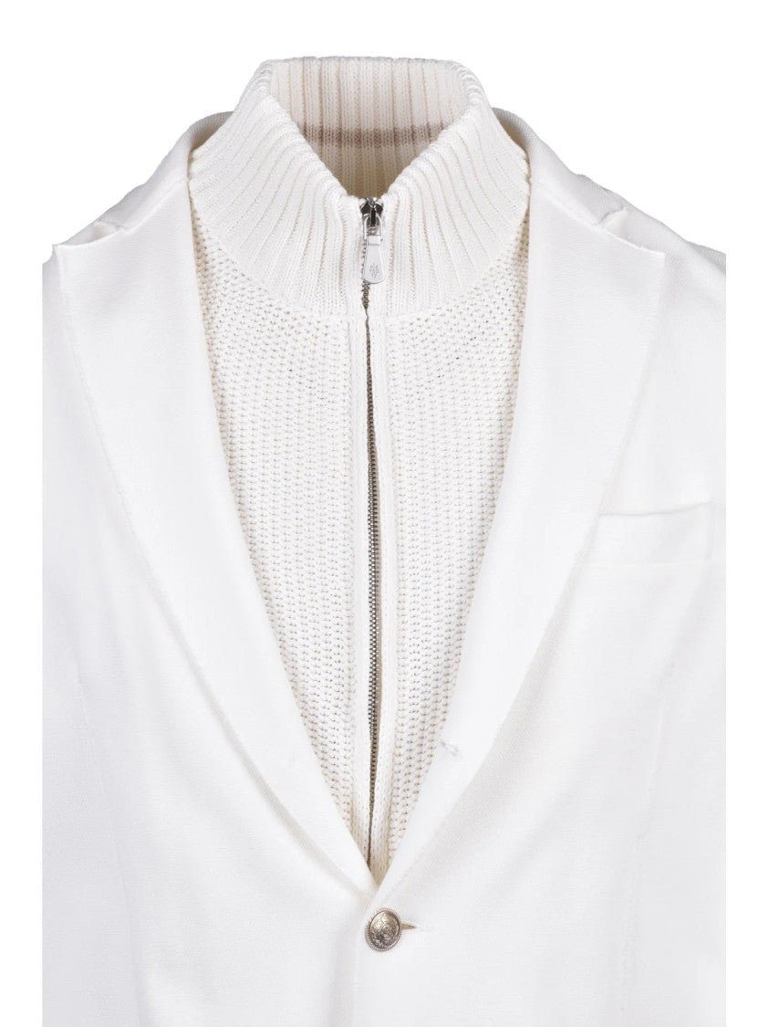 Eleventy White Cotton Polyamide Elastane Blazer