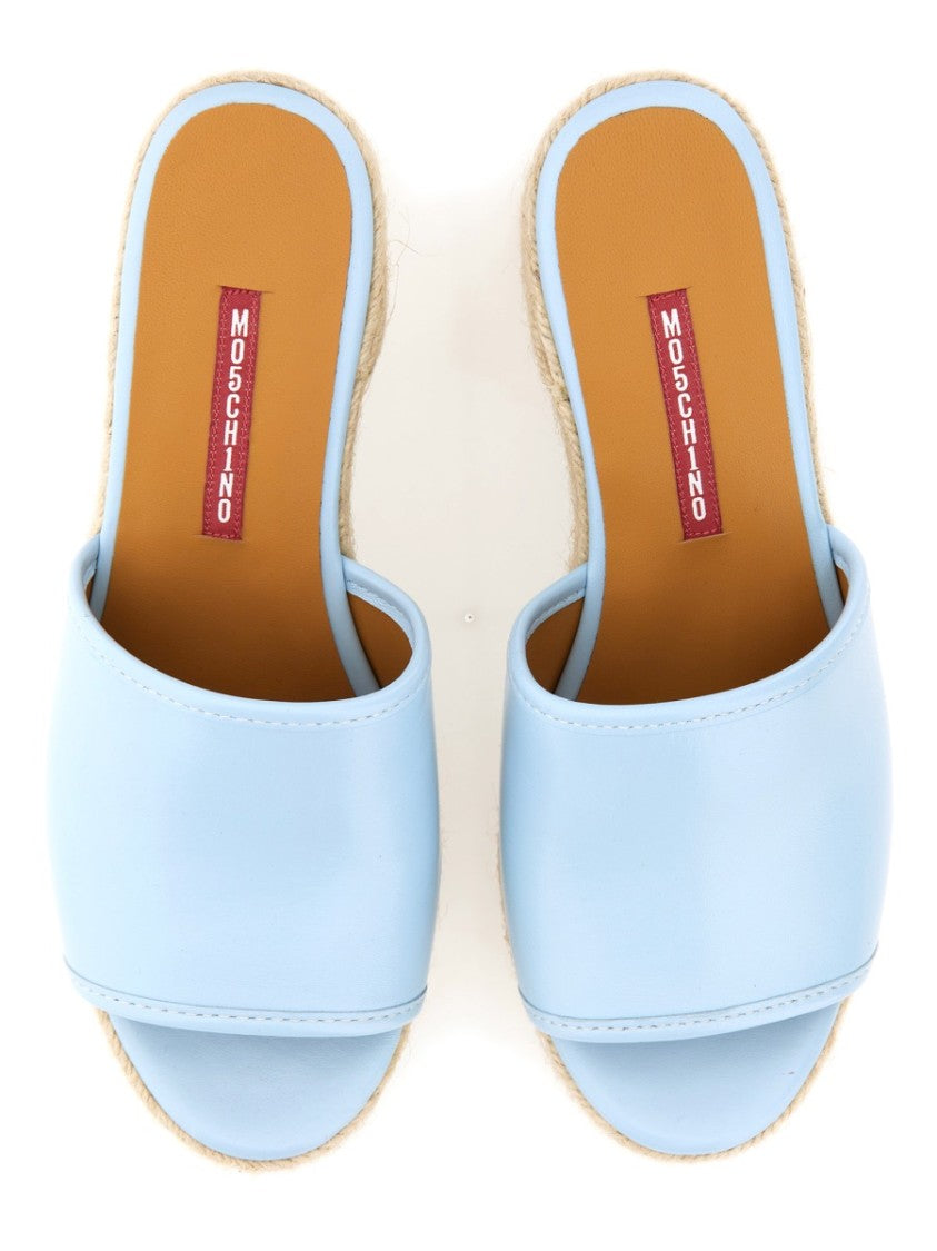 Moschino Denim-Inspired Slide Sandals With Espadrille-Style Sole