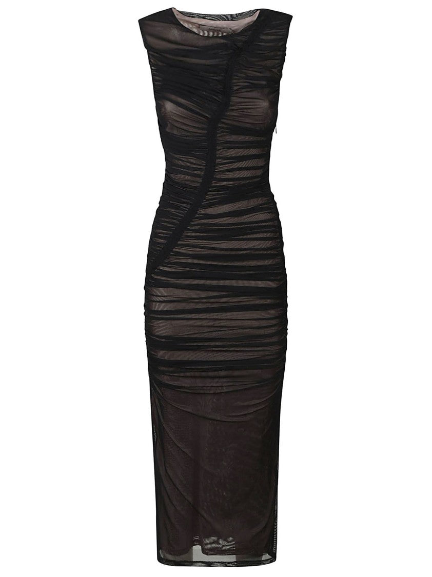 Misha Form-Fitting Midi Dress With Horizontal Ruched Detailing