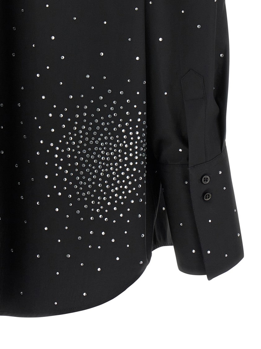 Giuseppe Di Morabito Oversized Cotton Poplin Shirt With Rhinestone Appliqué