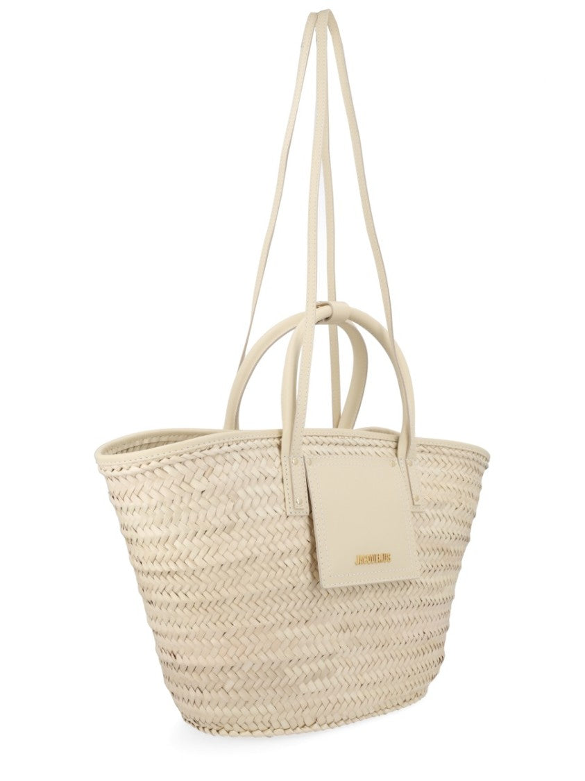 Jacquemus Soli Raffia Woven Tote Bag