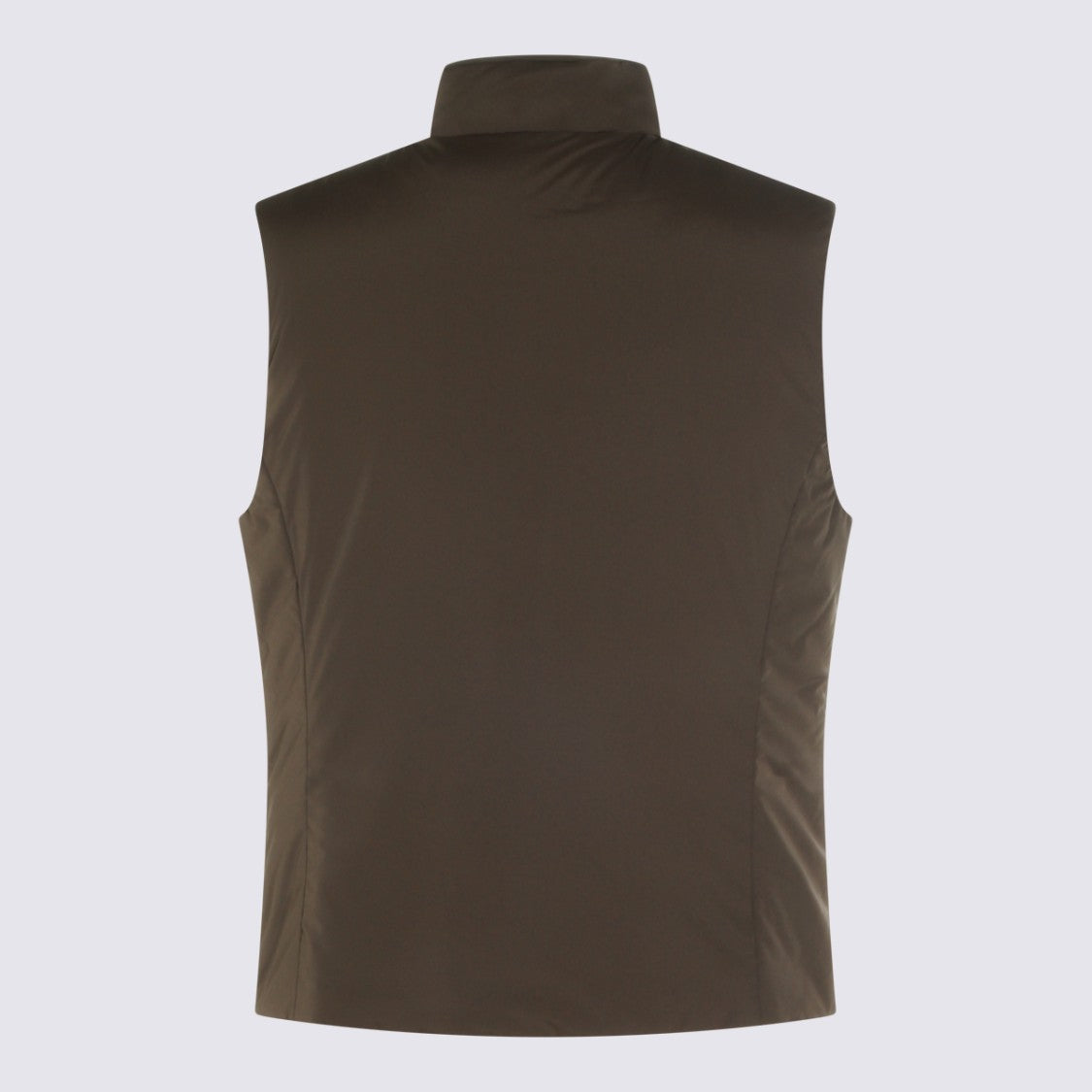 Moorer Sleeveless Vest With High Stand Collar And Zipper Closure