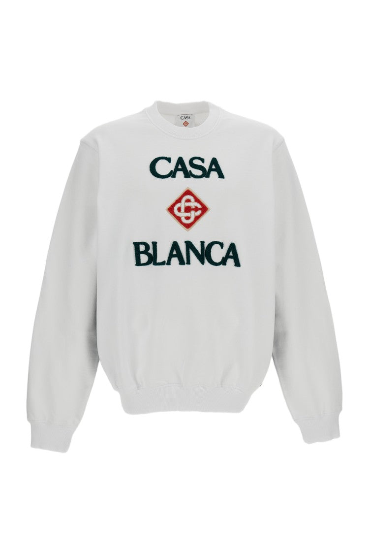 Casablanca White Bouclé Embroidered Cotton Sweatshirt