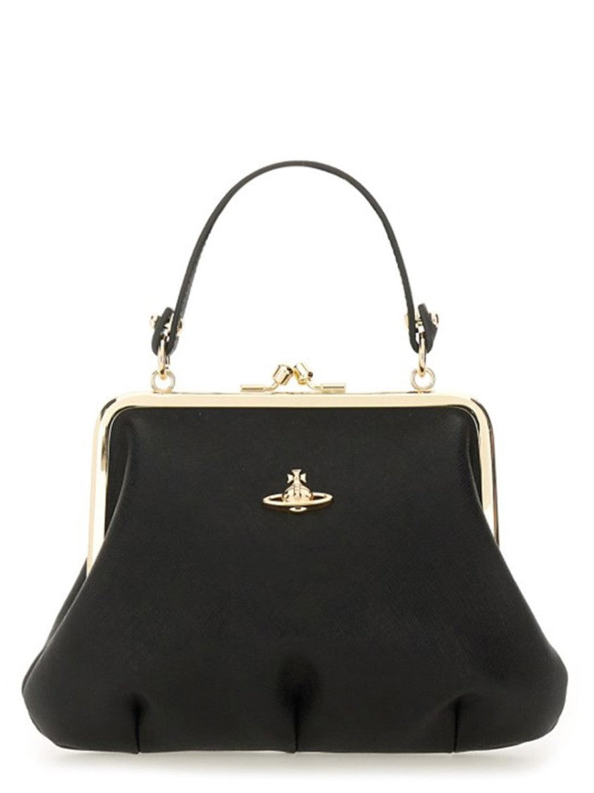 Vivienne Westwood Structured Handbag With Classic Frame Closure And Gold Trim