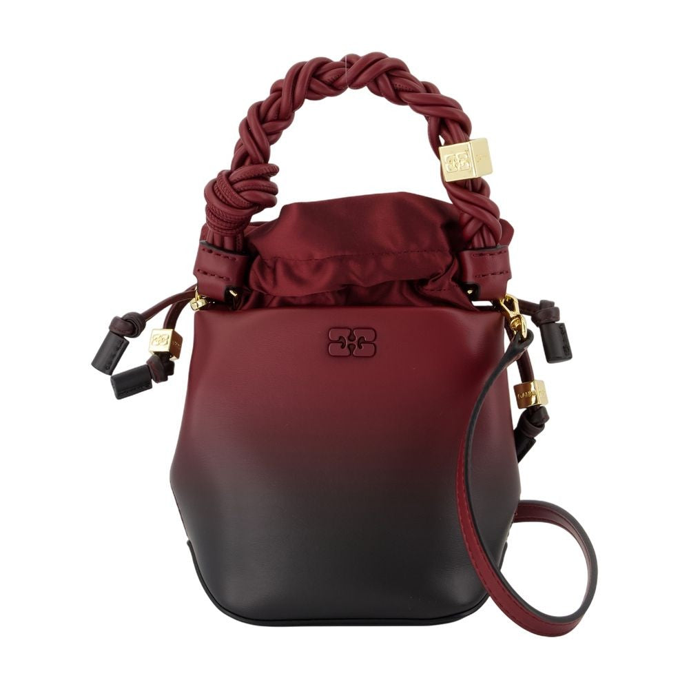 Ganni Bou Bucket Mini Purse - Leather - Burgundy