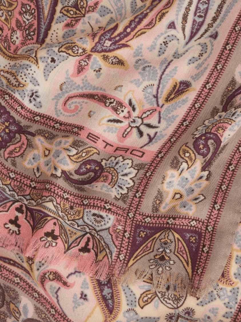 Etro Cashmere-Silk Blend Scarf With Intricate Ramage Design