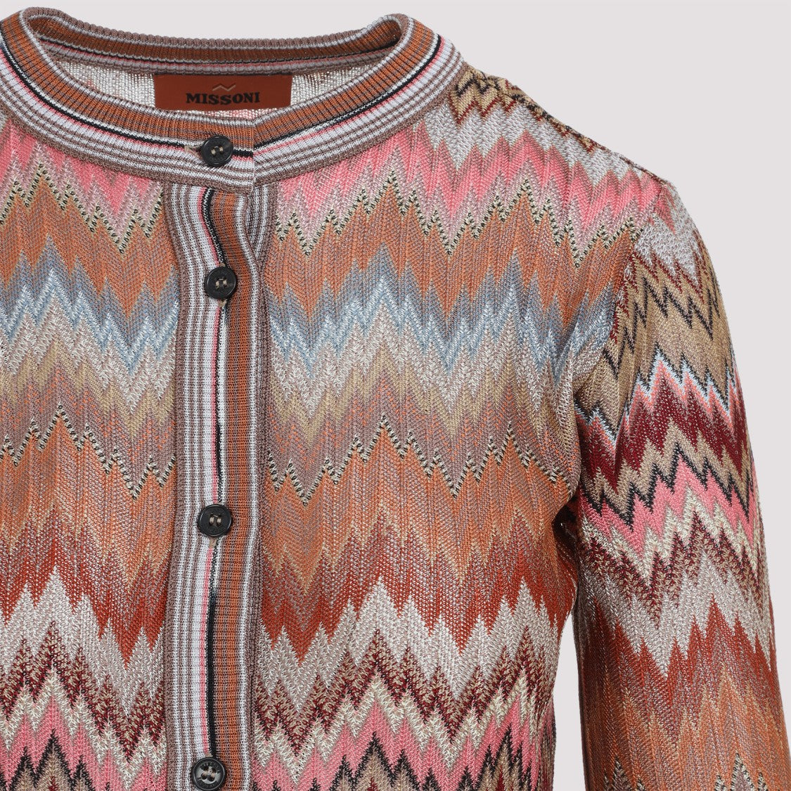 Missoni Buttoned Pink And Rust Viscose Cardigan