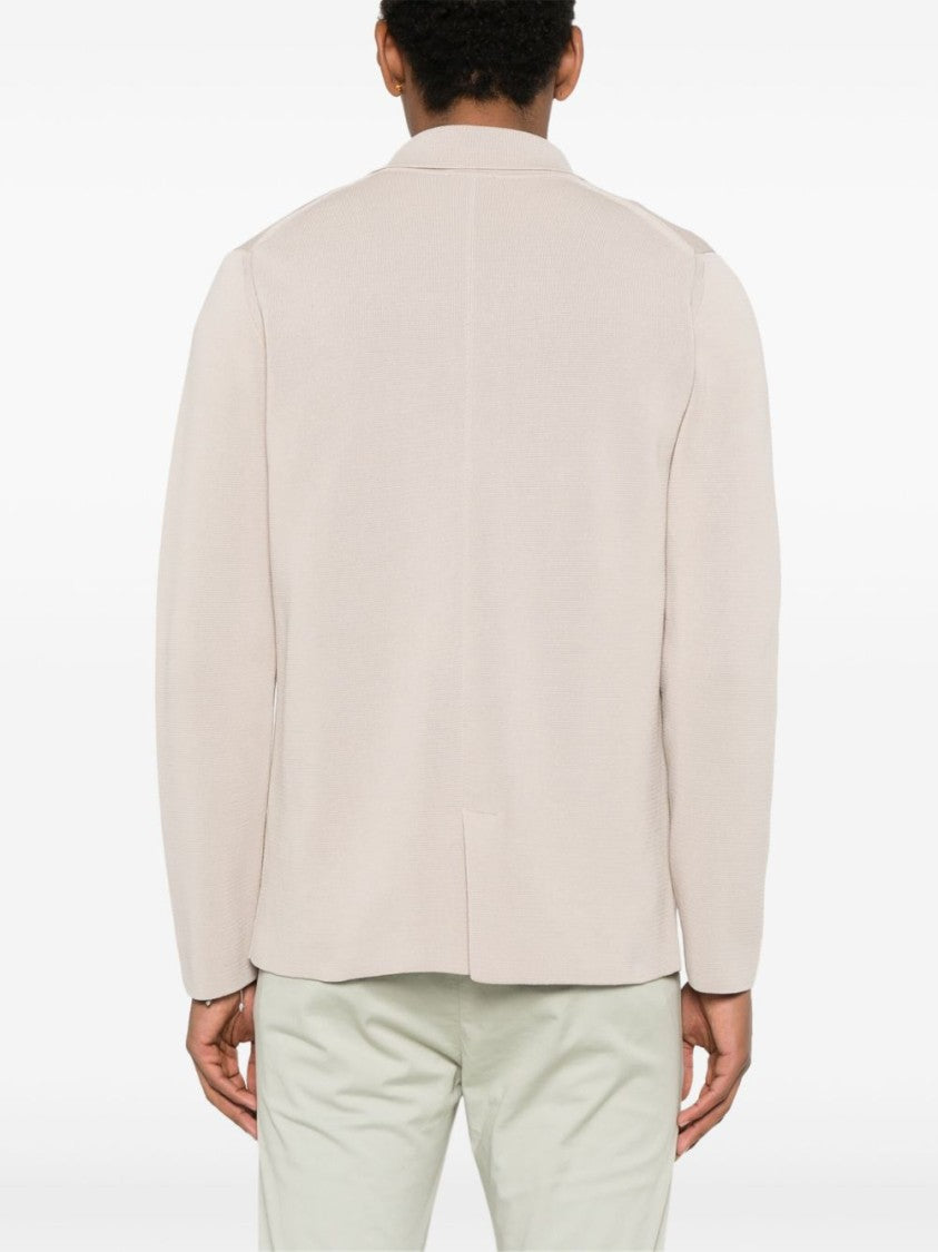 Drumohr Single-Breasted Blazer In Light Beige Cotton Knit
