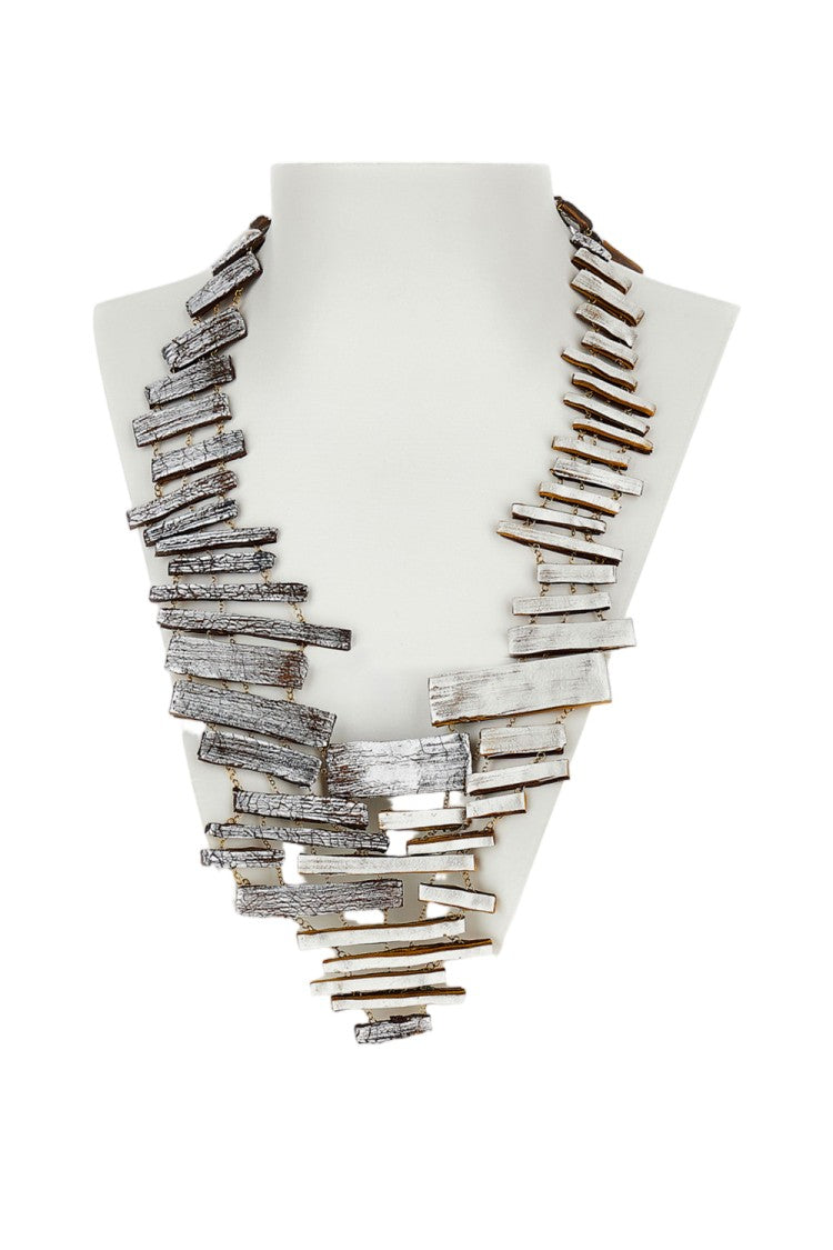 Gfw Sculptural Handmade Necklace With Textured Cracked Surface