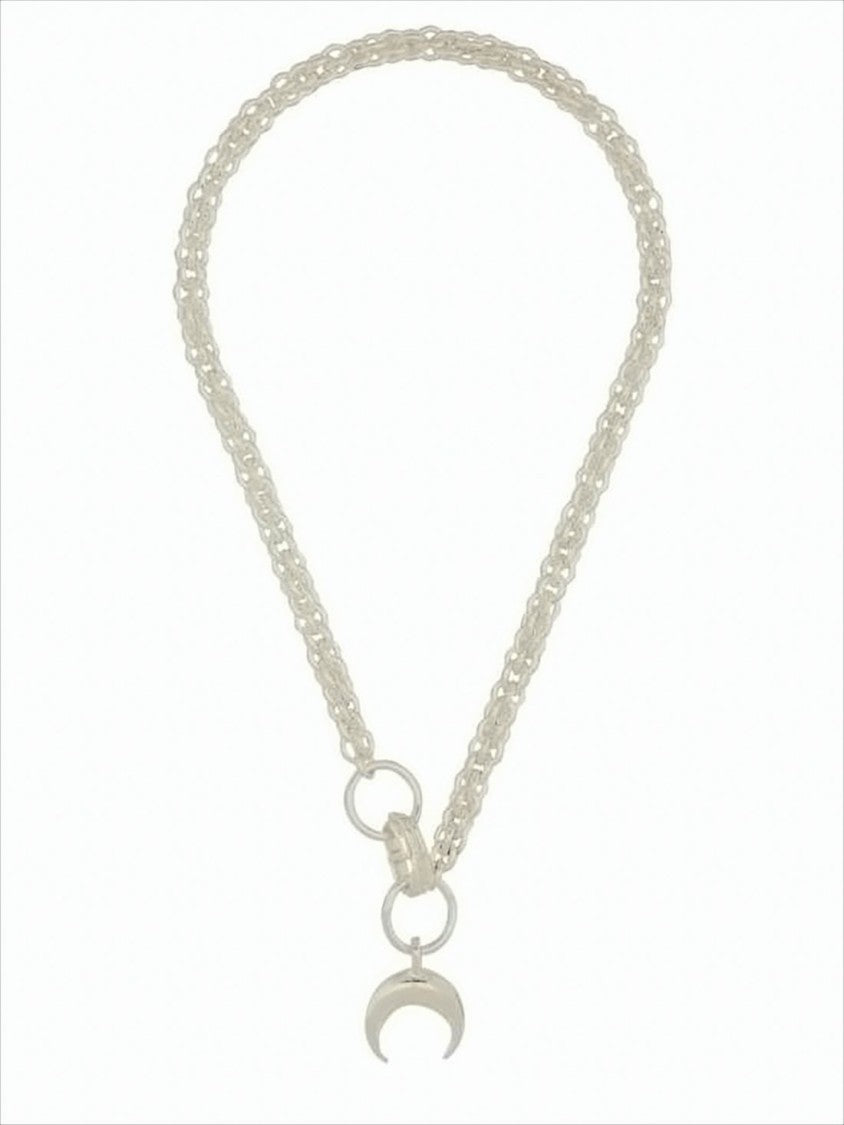 Marine Serre Crescent Moon Pendant Chain Necklace