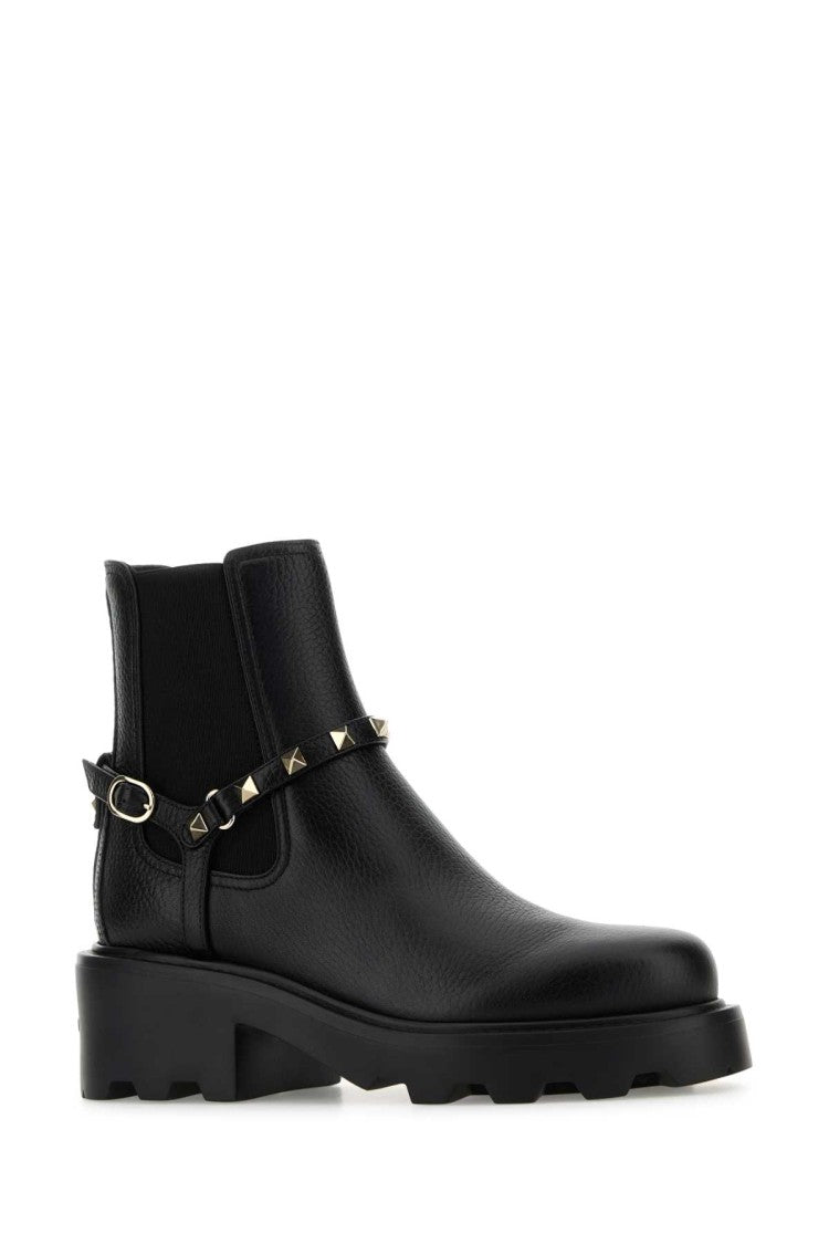 Valentino Garavani Black Leather Ankle Boots