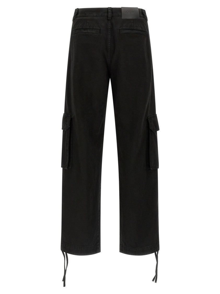 Loewe Wide-Leg Cargo Pants In Washed Cotton Satin