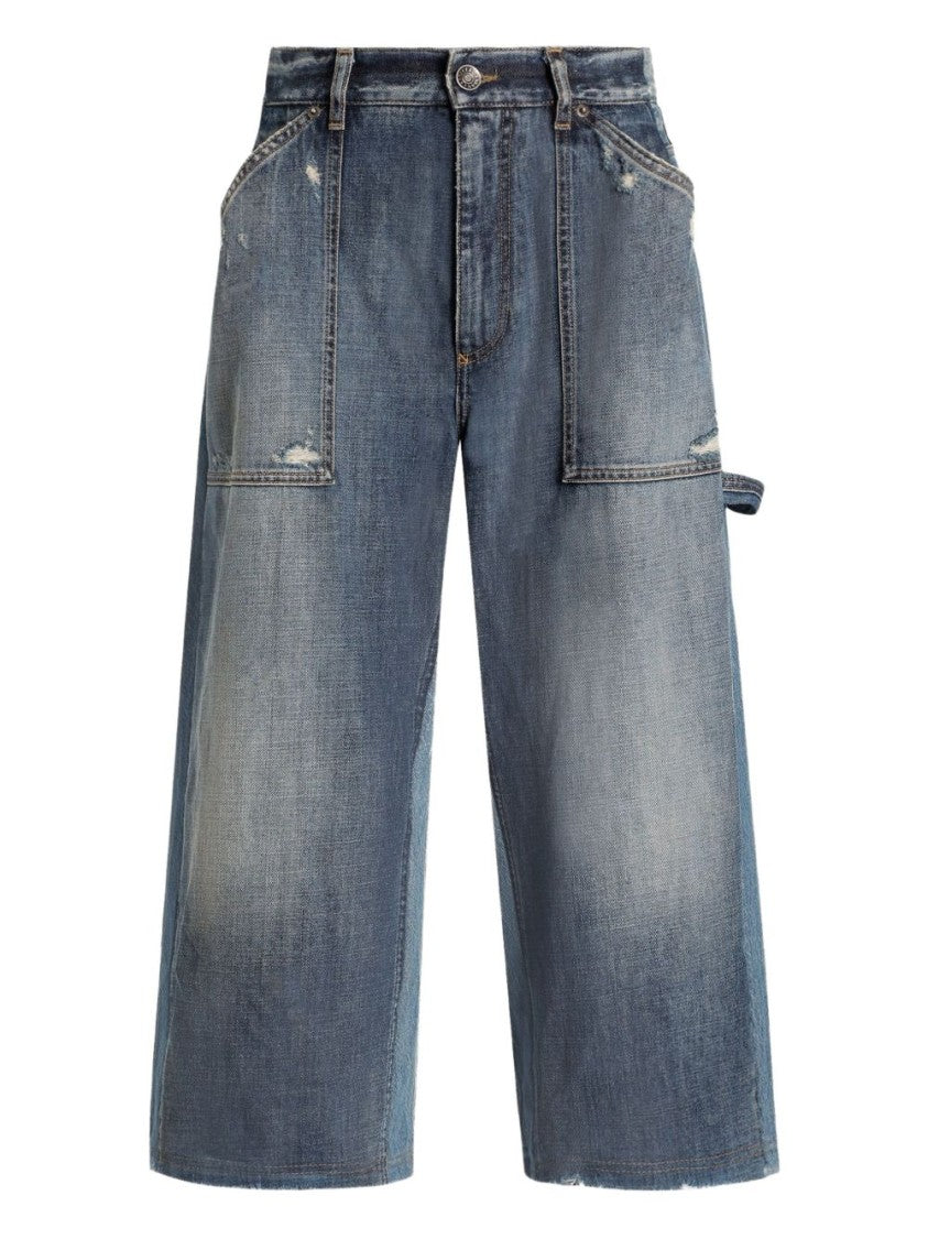 Dolce & Gabbana Faded Denim Bermuda Shorts With Distressed Details