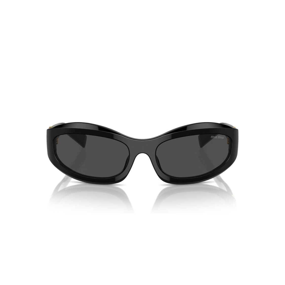 Miu Miu 0Mu 14Zs Oval-Shaped Black Acetate Sunglasses