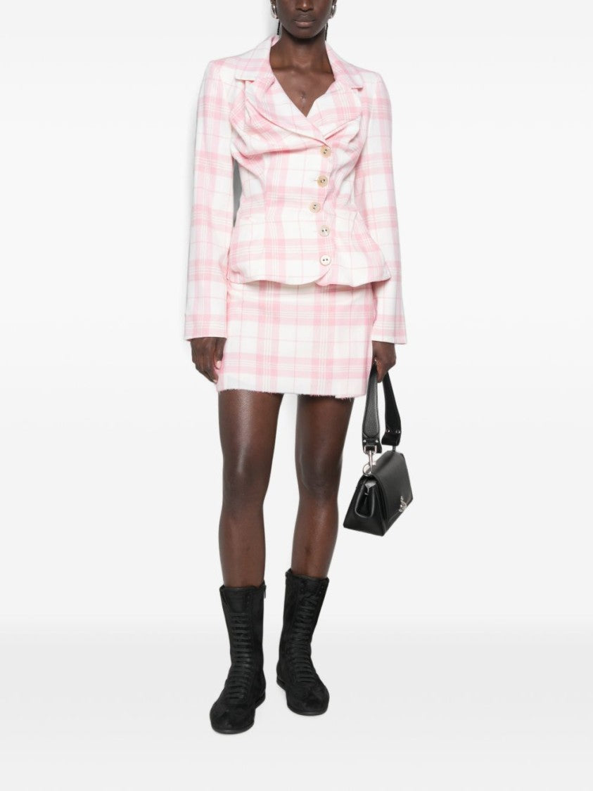 Vivienne Westwood Wrap Style Mini Skirt With Plaid Pattern And Buckle Straps
