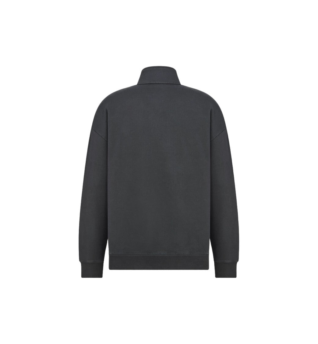 Dior Half-Zip Stand Collar Brushed Cotton Sweatshirt