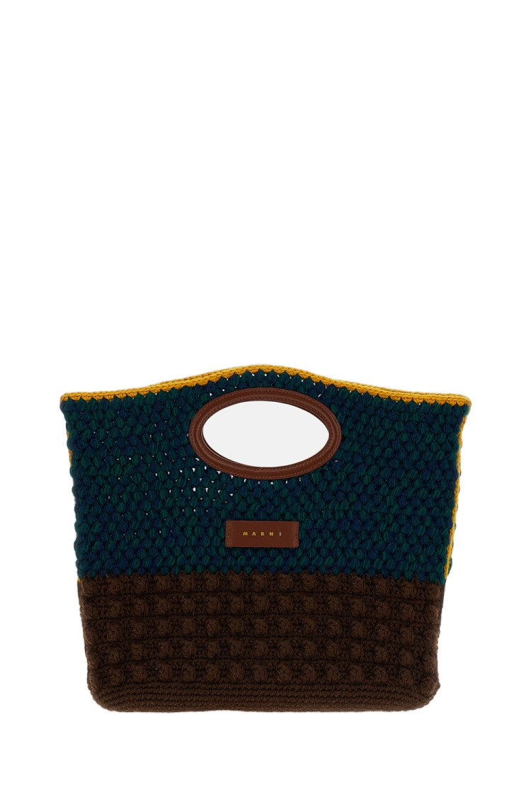 Marni Green Knotty Crochet Wool Knit Clutch