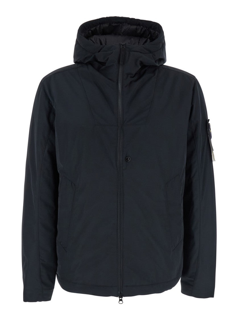 Stone Island Black Jacket With Fixed Hood