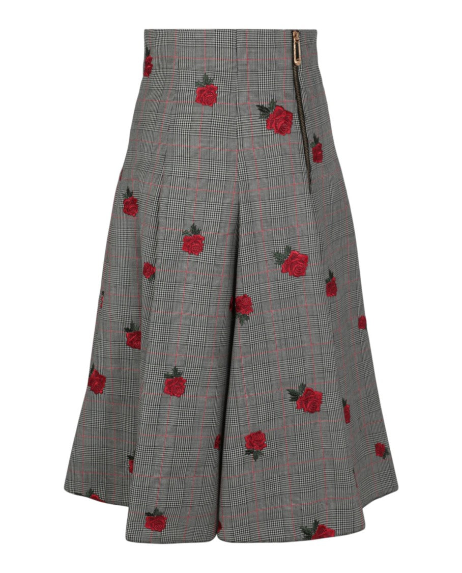 Versace Floral Embroidered Plaid Skirt