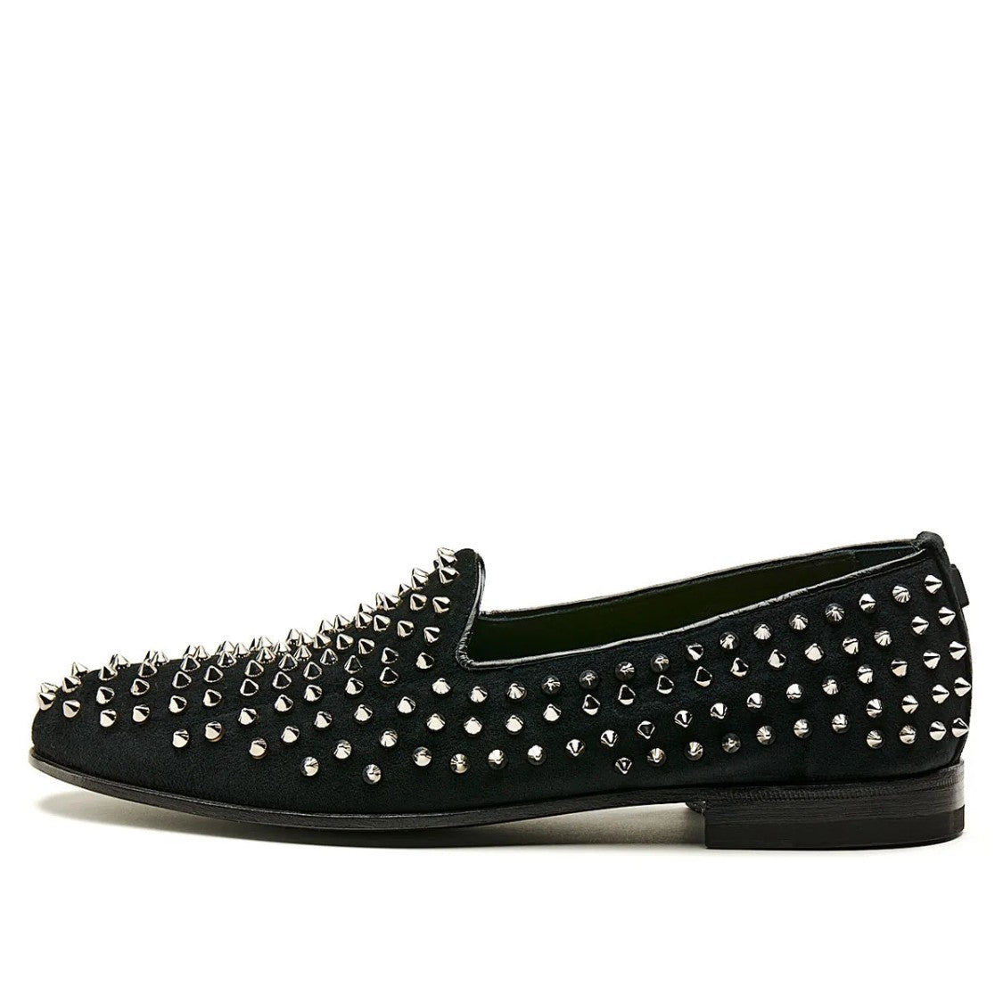 Mimanera Black Studded Velvet Frontman Loafer Shoes